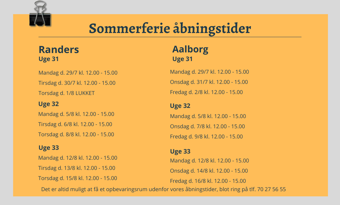 Sommerferie åbningstider 2024